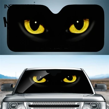 Сенника на предното стъкло на превозното средство INSTANTARTS с принтом Черна Котка, авто козирка, предното стъкло, защитава колата от uv