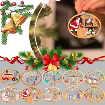 Коледен Декор Творчески Дървена Куха Дърворезба, Окачен Декор, Украса На Коледната Елха Висулка Е Перфектният Подарък За Коледа Доста