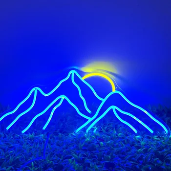Планината На Поръчка Неонова Реклама Led Залез Персонализирани Лого Рожден Ден На Сватбата Декор Стенен Нощна Лампа Néon Light Голям Размер