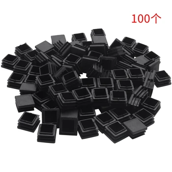 100шт Пластмасови Квадратни Тръбни Поставяне Заглушающие Шапки 20 мм x 20 мм Черен