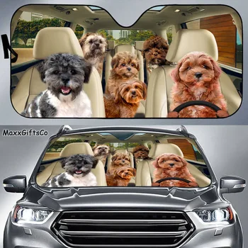 Сенника за кола Shih-Пу, Предното стъкло Shih-Пу, козирка за кучета, Автомобилни аксесоари, за кучета, Украса на автомобил, Подарък за татко, мама