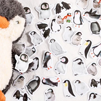 56 от опаковки на Едро опаковка стикер антарктическое животно малък пингвин карикатура сладък референтен дневник САМ декоративни етикети с приключването на