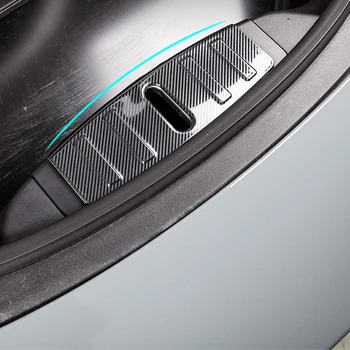 Стил на въглерод Защитна плоча панел заключване Предния панел на Багажника от неръждаема Стомана Декоративни Към 2017-2020 Tesla Model 3