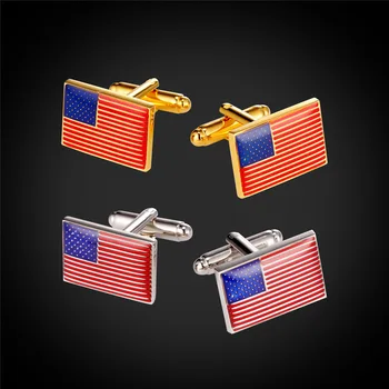 САЩ родословни флаг Америка копчета за мъжки аксесоари, модни златист цвят копчета за копчета с предавателна мъжки подарък C2480G