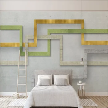Мода ретро плат модел геометрични линии Скандинавски 3d TV фон на стените на тапети по поръчка стенопис 8D снимка на стена