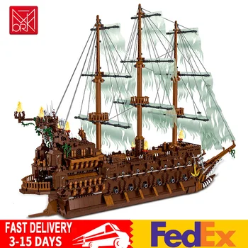 Съвместими с Lego Ideas MOC Тухлена Пиратски Кораб Летящият Холандец Големи Ветроходни Карибските градивните елементи на Играчки, Подаръци за момчета