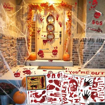 1БР Ужасен Хелоуин Следа от Отпечатък на Ръката на Петна от Кръв Стикер Стикери За Стена, Прозорец Декорация на Вечерните си САМ 