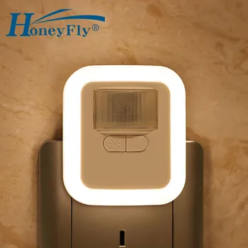 HoneyFly LED Plug-in Гласов Контрол нощна светлина Сензор за Движение, с монтиран на стената Лампа, с регулируема яркост 30 s/60 s/s 90/120 s Време Осветление за Всекидневна