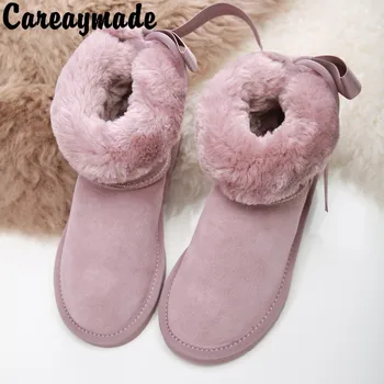 Careaymade-Зимни зимни обувки с лък в корейски стил, женски 2020 нови къси студентски обувки с прекрасна буханкой хляб, обувки и памучен обувки