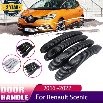 Колата Luxuriou Черно въглеродни влакна Екстериор За Renault Scenic 2016 ~ 2022 Авто Устойчиво На Надраскване Врата копчето-Капак ABS Автомобилни Аксесоари