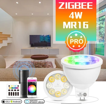 Обновена версия на Zigbee3.0 ZLL 4W MR16 RGBCCT 2700 ~ 6500 K Управление на приложението Работи с Алекса Echo Plus Sasha SmartThings