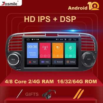 IPS DSP 4 GB 64 GB 8 Ядрени 1 Din Android 10,0 Кола DVD плейър За FIAT 500 Радио Мултимедия GPS Навигация Стерео Аудио Главното устройство