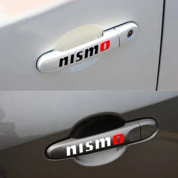 4 бр. стикер върху дръжката на вратата на колата nismo, стикер за декорация на външността на колата, стикер за nissan Tiida Sunny QASHQAI MARCH LIVINA TEANA, X-ЖЕЛЕЗНИЦА