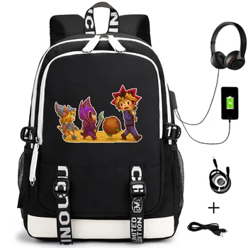Аниме Yu-Gi-О! Мъжки USB Раница За Лаптоп с Анимационни Герои, Унисекс, Ежедневна Пътна Училищна Чанта за Тийнейджъри, Студентски Чанта с Цип, Чанта за Книги