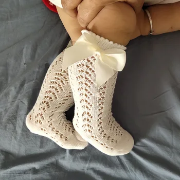 2023 нови детски мрежести чорапи до коляното с лък в кралския стил за момичета.Миличка с Бантиком в чорапи-трубочках.Дете Выдалбливает Чорап Сокс 0-4Y