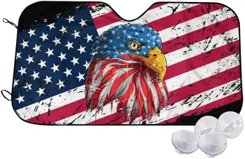 Американското знаме с орел на предното стъкло на колата козирка козирка отразяваща UV-протектор за запазване на прохладата на вашия автомобил с помощта на складного слънцезащитен козирка