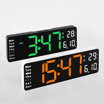 13-инчов LED Големи Дигитални Стенни Часовници Дата на Температурата Седмица на Дисплей Електронен Будилник и Дистанционно Управление за вашия Домашен Офис