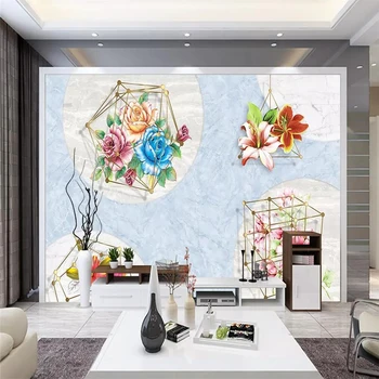 Декоративни тапети Модерна проста цветен мрамор на фона на стенни картини