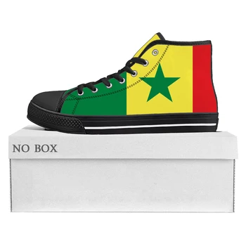 Сенегальский Флаг Високи Висококачествени Маратонки Мъжки, Дамски И Юношеските Парусиновые Маратонки Сенегальская Ежедневни Чифт Обувки По Поръчка Обувки