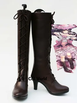 Черен Иконом ⅱ Kuroshitsuji Мома Ciel Phantomhive Аниме Конфигуриране на Високи Токчета Cosplay Обувки Ботуши