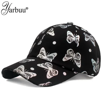 [YARBUU] Нова марка висококачествена шапка, Летни Регулируеми шапки, Дамски Дамски шапки с принтом пеперуди, търговия на Едро