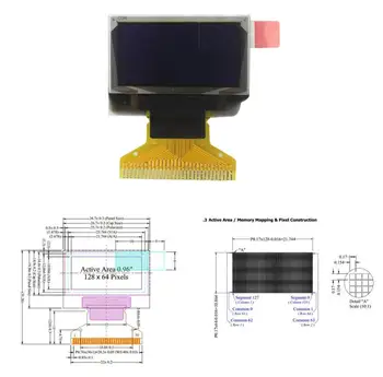 0,96 См 128X64 Бял OLED дисплей, 128*64 LCD екран Такса 30pin SSD1306 Водача Пасивна Матрица за arduino САМ Kit