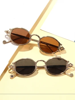 Модни Котешко Око Sstreet Снимайте Мъжки Слънчеви Очила Дамски Ретро Steampunk Очила Готически Овалния Метална Рамка Издълбани Слънчеви Очила Gafas Sol