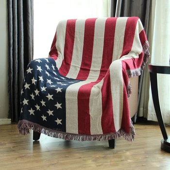 Американски Флаг Памук Наметала Одеяла Начало Декор Одеало за Диван Пиано Седалките Покривки Килим Гоблен Покривки CHAUSUB