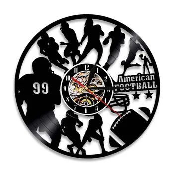 Американски Отбор по Футбол Спортен Стенен Арт Декор Стенен Часовник с Модерен Дизайн на Винил Часовници 3D Стенни Часовници Подарък За Футболни Фенове