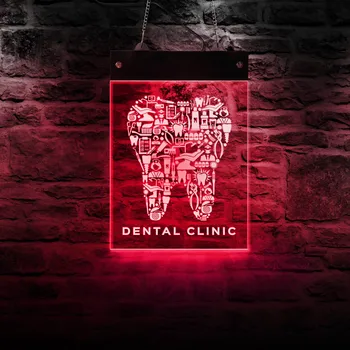 Офис Зъболекар Led Бизнес Открит Дисплей Знак Акрилни Правоъгълник Стоматологични Елементи На Осветление, Монтиране На Изкуството Стоматологично Украса