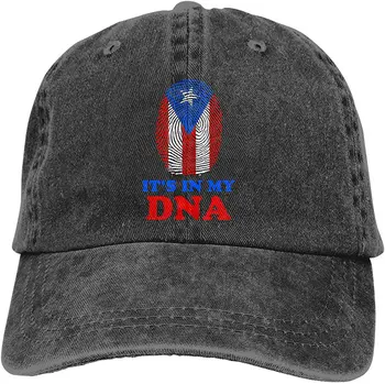 Флаг Пуерто Рико Е в моята ДНК Унисекс Регулируема Памучен бейзболна шапка Ковбойская Шапка Папины Дънкови шапки, шапка, шофьор на камион