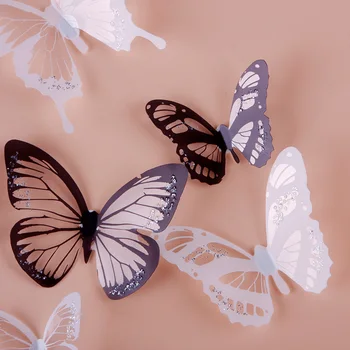 18 бр. Ефект Crystal 3D Пеперуди Стикер На Стената Пеперуда Подаръци За Детска Стая Детски Парти Сватбена Огледало Декорация на Дома