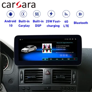 Андроид 10 4 + 64G Авто Таблет 10,25 Монитор на Арматурното Табло, Лифтинг на Лицето, докоснете Екрана, за да Benz C Class W204 C250 C300 C350 2008-2010 carplay