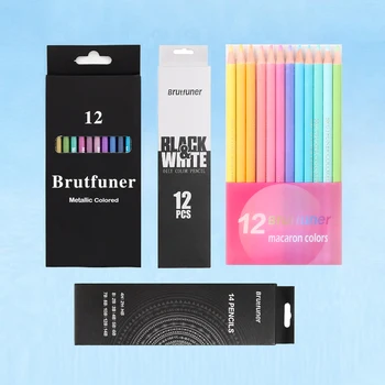Brutfuner 12 Цвята Комплект Моливи За Рисуване на Скици Macaron Пастел, Цветни Моливи Металик 4H-14B Молив За Colorization Стоки За Бродерия