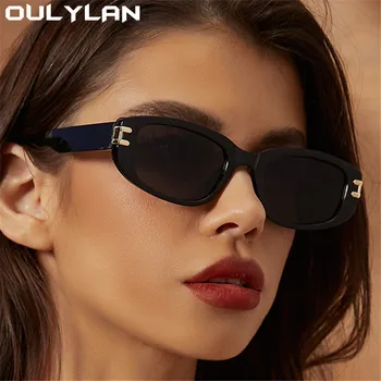 Oulylan Модни Малки Слънчеви Очила за Жени, Луксозни Маркови Дизайнерски Квадратни Слънчеви Очила, Дамски Очила за Почивка на Плажа, Нюанси на Черно