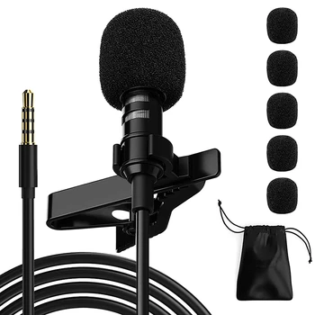Преносим мини-микрофон, 3,5 мм с петличным микрофона, микрофон за мобилен телефон, подходящ за интервюта, видео, запис на
