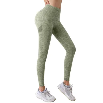Мода Жените Панталони За Йога Плътен Цвят Упражнява Праскова Хип Фитнес Панталони Хип Вдигане На Йога Панталони Спускане Бягане Спортни Чорапогащи