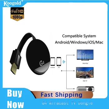 Koogold G4 Miracast ТЕЛЕВИЗИЯ Ключ 1080P Екран 2.4 G HDMI-съвместим За Android, iPhone и IOS и PC Youtube Видео Airplay DLNA Anycast