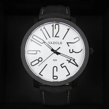 Марка YAZOLE, индивидуалност, Ежедневни Мъжки Кварцов Часовник с голям Циферблат, водоустойчив черни Висши часовник с 24-часова екран, лека нощ