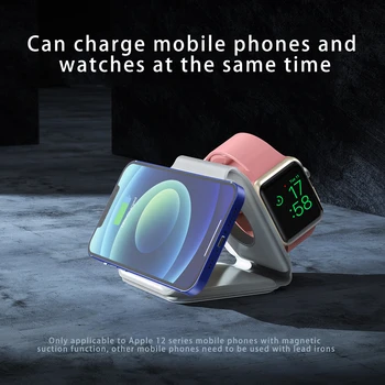 3 В 1 Магнитно Безжично Зарядно Устройство е Многофункционално Джобно Складное Зарядно за Apple Watch Слушалка за Мобилен Телефон Бял Черен Адаптер