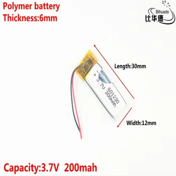 Литра енергиен батерия Добро качество 3,7 В, 200 ма, 601230 Полимерна литиево-йонна/литиево-йонна батерия за ИГРАЧКИ, POWER BANK, GPS, mp3, mp4