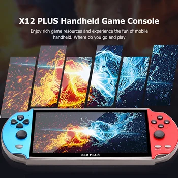 X12 PLUS Преносима Игрова конзола на 7.1-инчов HD Екран Портативен Ретро Видео Плейър Слот Вграден 10000 + Класически Игри