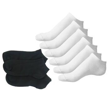 6 Чифта Бели + 6 Двойки Черни Спортни Мъжки Чорапи Памук Богати