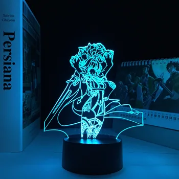 Дистанционно Управление Genshin Impact 3D LED Night Light Детска Фигурка Eula Акрилна Led Лампа за игрална Зала Атмосфера Украса на Светлината