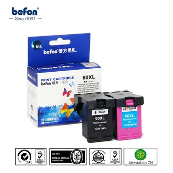befon нов дизайн касета 60 XL Замяна за 60 HP Мастило касета за Deskjet D2530 D2545 D2563 D2566 D2568 D2663 2663