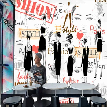 Мода момиче модно ревю голям стенопис, 3D тапети, спалня 12 кв. м. (широчина = 4 м, височина = 3 м) Безплатна доставка за EMS или DHL