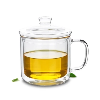 Класически Прозрачни Двухстенные Стъклени Чаени Чаши за Вода, Сок, Чай, Чаши с Капак