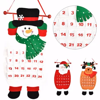 JX-LCLYL Голям Коледен Коледен Календар Дядо Коледа с Елени и Снеговиком С Обратното Броене Джобове