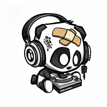 Мода за DJ Panda Потребителска Печат на Стикер Личност Хладилник Лаптоп Надраскване Прозорец Стикери за Автомобил с 13 см X 11 см