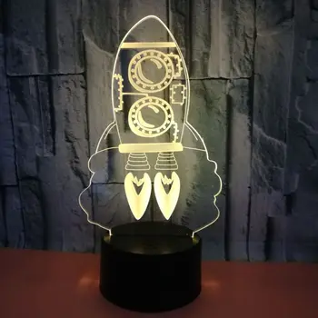 Ракета 3D LED Илюзията за нощна светлина В 7 Цвята Промяна Докосване на Дистанционното Управление Оптична Илюзия Настолна Лампа Начало Декор Детски Подарък
